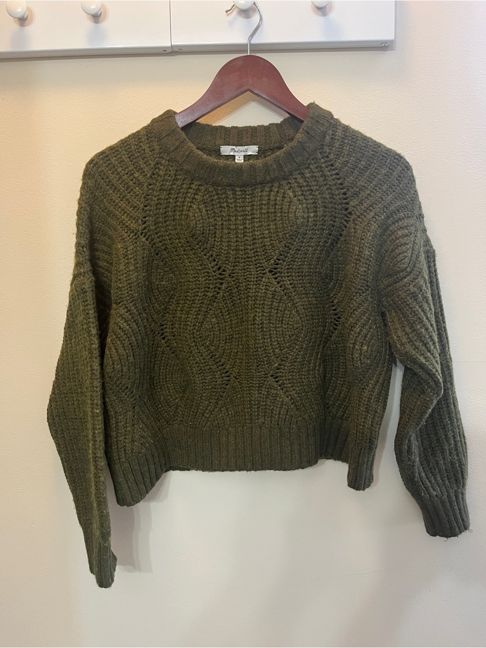 Madewell - Olive Green Cable-Knit Women's Sweater